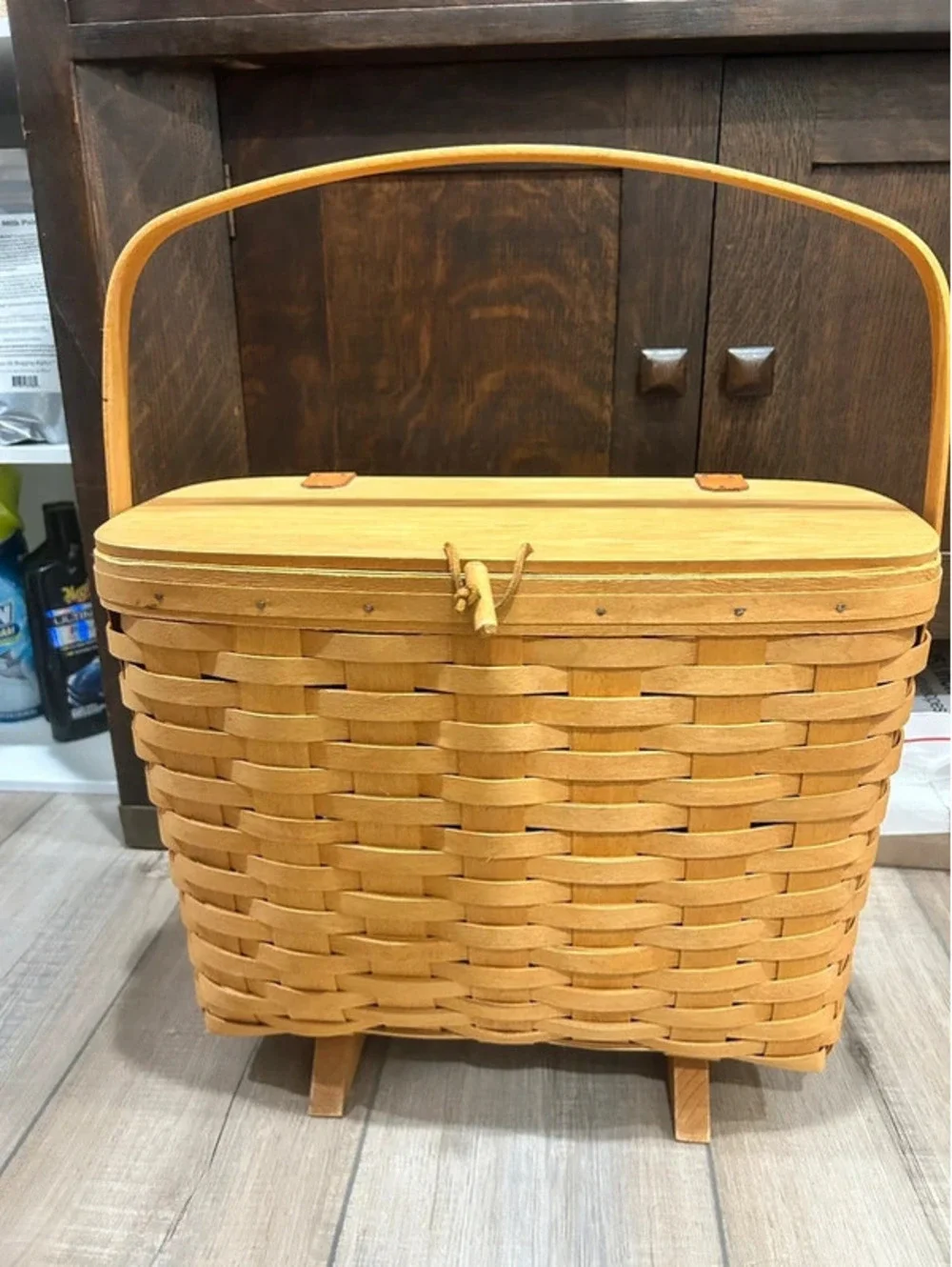 Longaberger magazine basket with lid